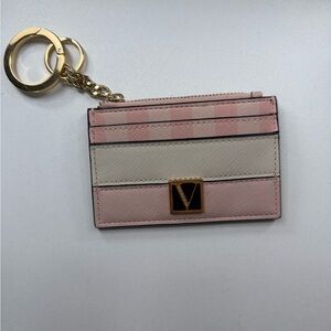 Victoria Secret Pink and Cream Card Holder with Gold Accents